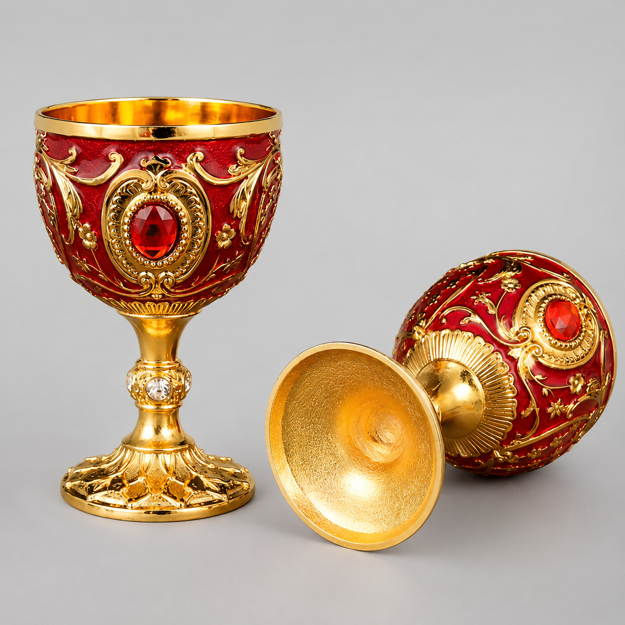 Royal Red &amp; Gold Ornate Goblet Set